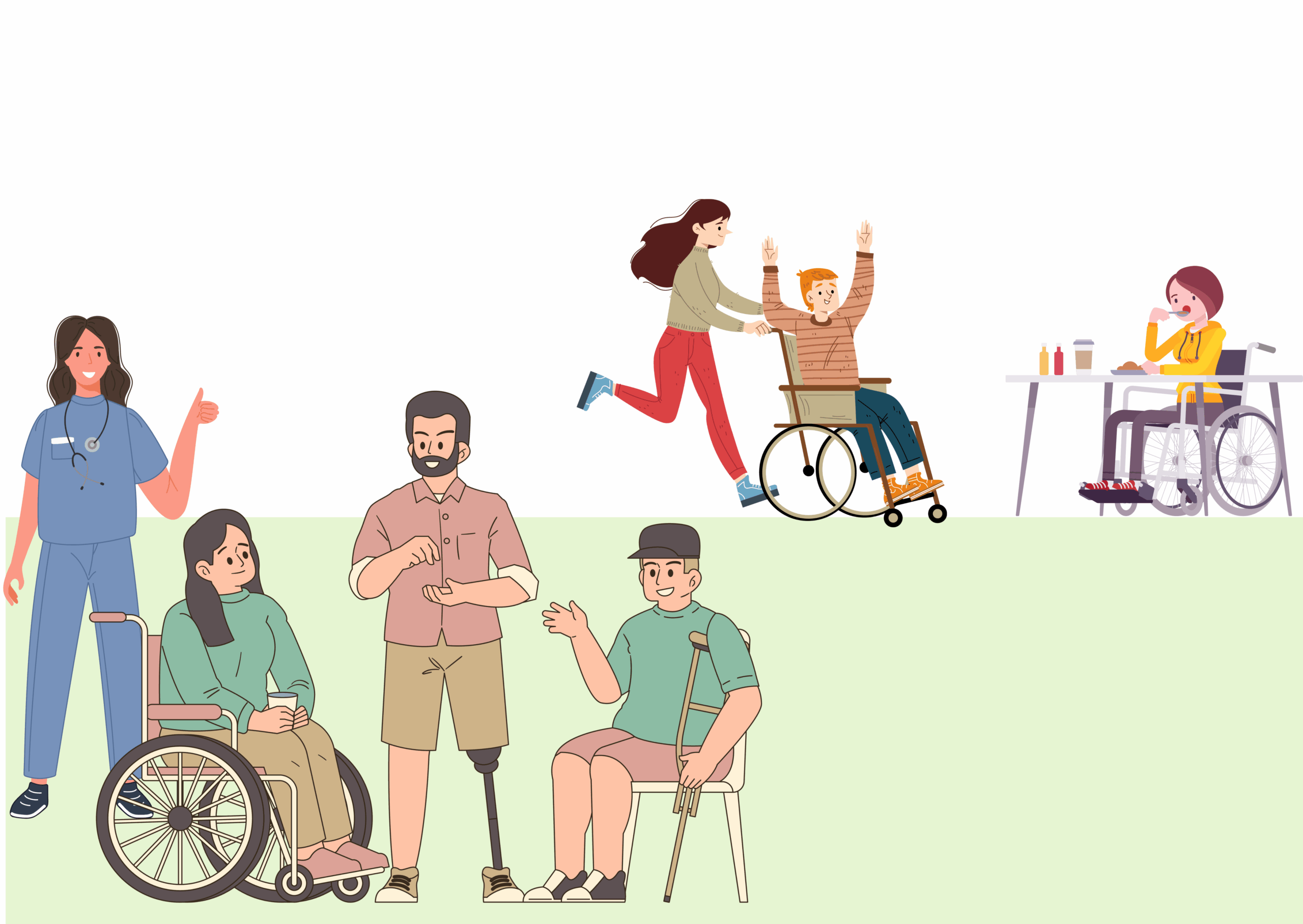 Bild von verschiedenen Menschen mit ganz unterschiedlichen Begabungen, die in einer Tagesförderung Spaß haben